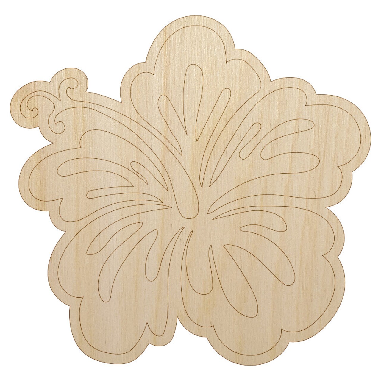 Pretty Hibiscus Flower Tropical Unfinished Wood Shape Piece Cutout for DIY Craft Projects